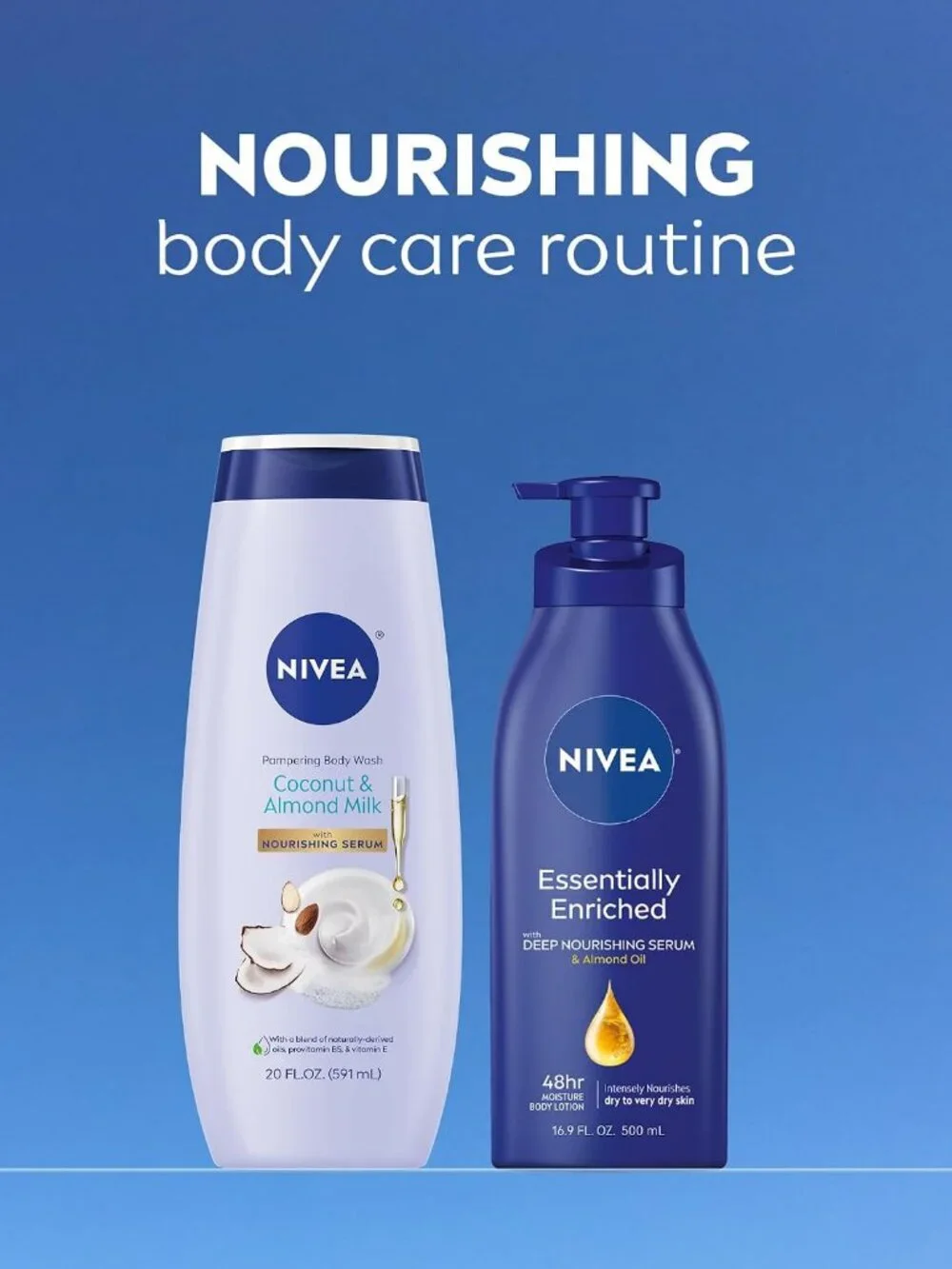 NIVEA Pampering Coconut and Almond Milk Body Wash, Multipack, 3 x 20 FL OZ